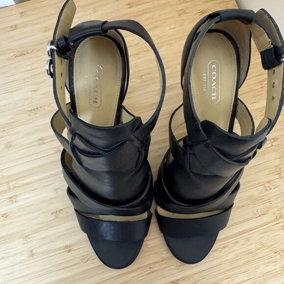 Coach "MILA" Black Leather Dressy 3" Heels Size 8 B - Picture 3 of 8